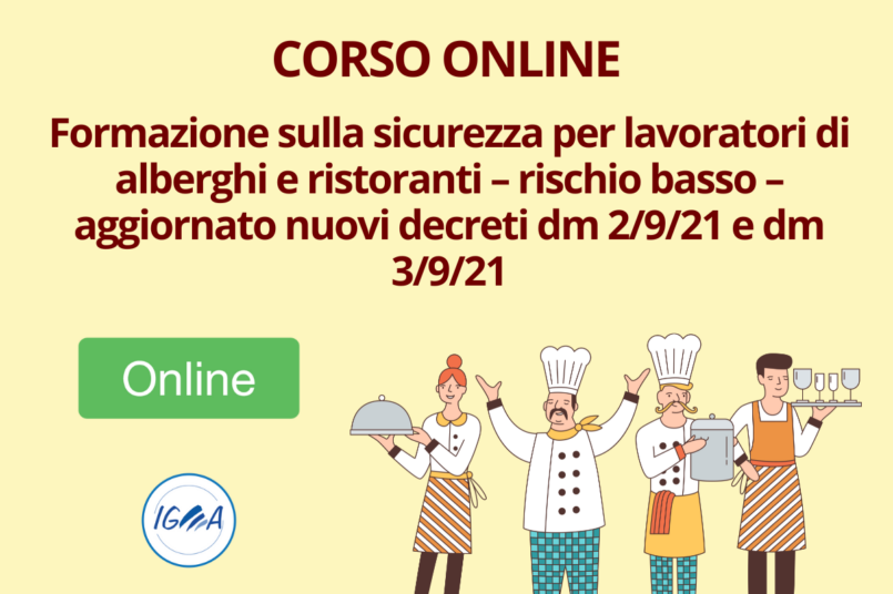 Formazione Sicurezza Alberghi e Ristoranti Rischio Basso – Aggiornato