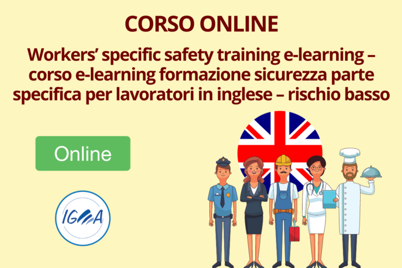 FORMAZIONE SICUREZZA SPECIFICA IN INGLESE RISCHIO BASSO