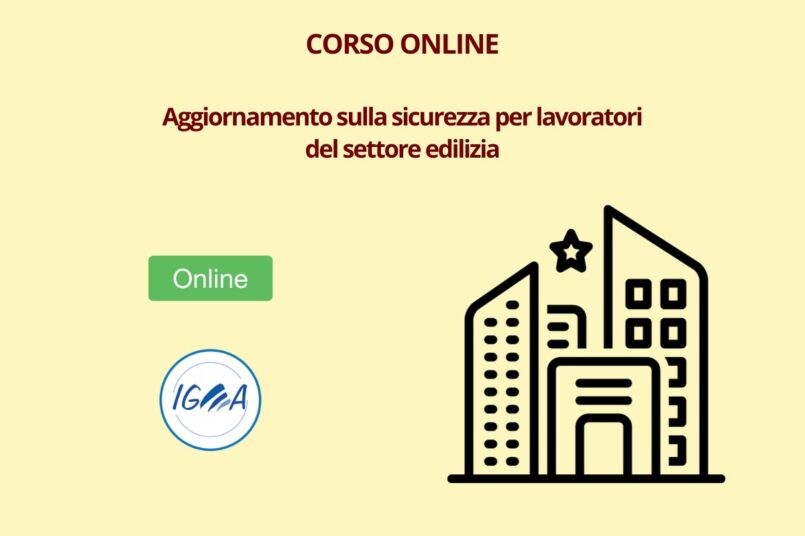 Corso Online Aggiornamento Sicurezza Settore Edilizia