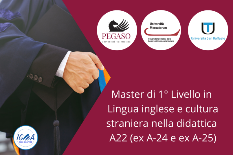 Master di 1° Livello in Lingua inglese e cultura straniera nella didattica A22 ex 24 e 25